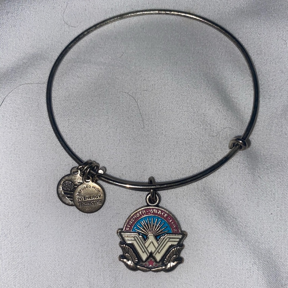 Retired 2017 Alex and Ani Wonder Woman “Strength, Grace, Love” Silver Bracelet